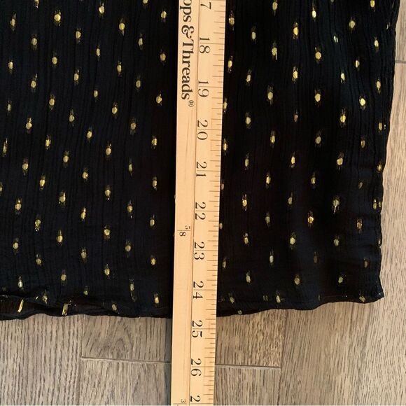 J. Crew Blouse Women’s Medium Black Yellow Sheer Polka Dot Ruffle Neck. - Picture 13 of 14